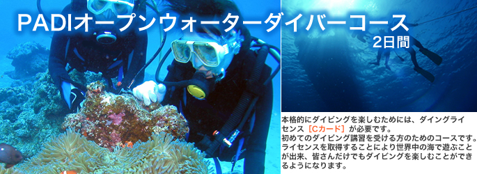 沖縄　ダイビング　ライセンス 「PADIオープンウォーターダイバーコース」